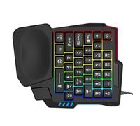 Wdbild Teclado para juegos de una sola mano de 14 teclas con retroiluminación USB con cable USB con reposamanos y base antideslizante