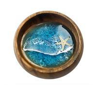 Wdbild The World of The Sea in The Bowls - Cuencos hechos a mano con diseño de océanos, conchas, estrellas de mar, tortugas, decoración del hogar para niños, decoración artística de Navidad