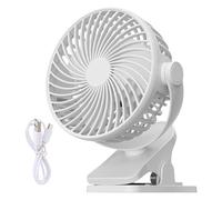 Wdbild Ventilador de clip con rotación de 360 grados y tres ajustes de velocidad, multifuncional, pequeño, USB, recargable, accesorio de refrigeración, velocidad ajustable
