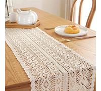 WDCDYQDH Camino de Mesa Sencillo Hecho a Mano, de Estilo Pastoral, de Punto de Crochet, con borlas de Encaje Vintage, para Mesa, de poliéster, Lino y algodón (Onda, 24 x 350 cm)