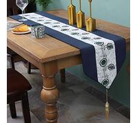 WDCDYQDH Camino de Mesa Sencillo Hecho a Mano, Elegante Camino de Mesa Turquesa, Camino de Cama de Jacquard con borlas, Mantel Rojo Estrecho y Nuevo (B 34 x 280 cm)