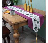 WDCDYQDH Camino de Mesa Sencillo Hecho a Mano, Elegante Camino de Mesa Turquesa, Camino de Cama de Jacquard con borlas, Mantel Rojo Estrecho y Nuevo (D 34 x 300 cm)