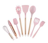 WDCDYQDH Espátula y Cuchara Antiadherente de Silicona para cocinar, Juego de Ocho Piezas con Mango de Oro Rosa y Utensilios de Cocina.