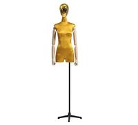 WDCDYQDH Maniquí de Costura, Modelo de Vestido, Torso de maniquí de Medio Cuerpo Femenino, maniquí Femenino con Cabeza y Brazos, Altura Ajustable/Seda/trípode (Color: Azul) (Amarillo)