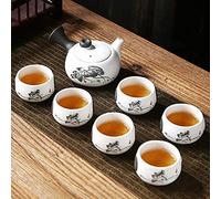 WDCDYQDH Tetera 6 Tazas de té Juego de té Hermoso y fácil Tetera Tetera China Viaje Familia hogar cerámica portátil Taza de café Juego de té Gaiwan (Color: A) (A)