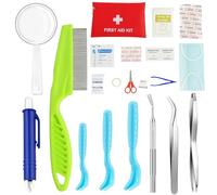 WDCSOEH Botiquín de Primeros Auxilios para garrapatas, Kit de Control de garrapatas, Pinzas de Acero Inoxidable para garrapatas, Gancho para garrapatas, Adecuado para Humanos, niños, Gatos y Perros