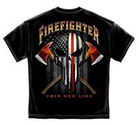 WDCzzFD American Pride Firefighter Skull of Freedom Patriotic Flag USA White Yellow Black Red Mens Women T Tshirts Camisetas y Tops 100% Cotton FF2396(XX-Large)