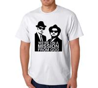 WDCzzFD Blues Brothers Tshirts Camisetas y Tops Mission Jake Elwood Belushi Aykroyd White(Medium)
