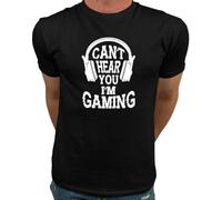 WDCzzFD Can't Hear You I'm Gaming Men Tshirts Camisetas y Tops Funny Video Gaming Headset TTshirts Camisetas y Tops White on Black(XX-Large)