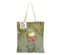 WDdZzyy A Big Frog in A Small Pond - Bolsas de mano para pintura al óleo, bonitos regalos a granel
