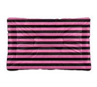 WDdZzyy Alfombrilla para jaula de perro lavable a rayas horizontales rosa y negro, suave, antideslizante, para perros grandes, jumbo, mediano y pequeño, 91,4 x 61 cm
