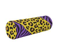 WDdZzyy Almohada con estampado de leopardo amarillo y morado con funda extraíble lavable, cilindro de espuma viscoelástica para cabeza, cuello, espalda y piernas