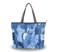 WDdZzyy Art Russian Blue Cats - Bolsa de tela de seda azul con cremallera para la escuela, Art Russian Blue Cats Blue Blue, Medium