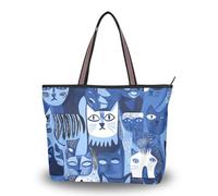 WDdZzyy Art Russian Blue Cats - Bolsa de tela de seda azul con cremallera para mujer, prácticos bolsos y bolsos cruzados, Art Russian Blue Cats Blue Blue, Medium
