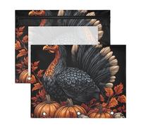 WDdZzyy Black Gobble - Estuche transparente para lápices de papel A4, 2 unidades, diseño de pavo y calabaza, Acción de Gracias