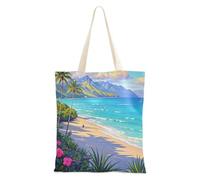 WDdZzyy Blue Summer Beach in Hawaii - Bolsa de lona mediana para regalos de compañeros de trabajo, bolsas de lona a granel