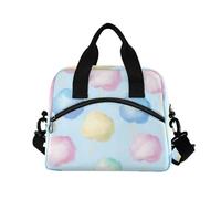 WDdZzyy Bolsa de almuerzo para niños, diseño de malvaviscos rosa y azul, con correa para el hombro, resistente para oficina masculina