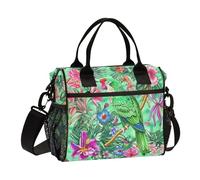 WDdZzyy Bolsa de almuerzo para niños, estilo bohemio, floral, tropical, loro, con correa para el hombro, bolsa grande para mujer, jardín de infantes