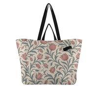 WDdZzyy Bolsa de lona plegable para cocina, bolsa de compras para mujeres, kit de entrega de maternidad, papel pintado esencial de tulipanes William Morris