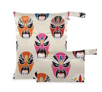 WDdZzyy - Bolsa de maquillaje facial de ópera de Pekín para pañales, paquete de 2 artículos esenciales de viaje para bebés con asas para bañarse
