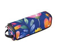 WDdZzyy - Bolsa de viaje con diseño de flores azules reales con alfombrilla extraíble resistente al calor, impermeable, organizador de viaje para rizador, alisador, secador de pelo plano, dibujos