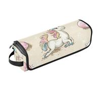 WDdZzyy - Bolsa de viaje para mujeres con alfombrilla de hierro, organizador de herramientas de pelo de gran capacidad para rizador, alisador, secador de pelo plano, Dibujos animados lindos unicornios