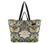 WDdZzyy Bolsas de lona para vacaciones, cocina, comestibles, bolsa de viaje para mujer, kit de parto de maternidad, esencial William Morris, pájaro rojo fresa