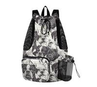 WDdZzyy Bolsas de playa con cordón, bolsa de campamento de verano con soporte para botella de agua, bolsa de libros, separación seca y húmeda, Sweet Boxer Dogs A River