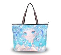 WDdZzyy Bolsas de viaje con cremallera y tela de seda azul brillante para mujer 2025, Anime Girl azul brillante, Large