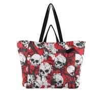 WDdZzyy Bolsas grandes de tela para la cocina, bolsas de compras informales para mujeres, viajes, playa, boda, lavandería, calavera, color rojo terrible