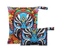 WDdZzyy Bolsas secas pequeñas con cremallera para maquillaje facial de ópera de Pekín, paquete de 2 artículos esenciales de viaje para bebés con asas para escenarios
