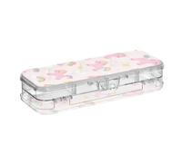 WDdZzyy Bonito estuche de plástico transparente con diseño de unicornios arcoíris rosa de doble cubierta para la escuela con tapa a presión