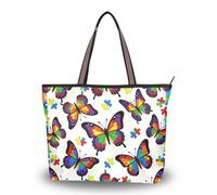 WDdZzyy Butterfly Puzzle - Bolsa de tela de seda blanca con cremallera y cremallera para mujer, Rompecabezas de mariposa blanco, Large