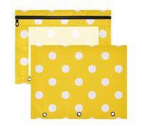 WDdZzyy Caja de lápices de dibujos animados de lunares amarillos, carpetas de bolsillo resistentes para cartas de papel A4, paquete de 2 suministros escolares para profesores