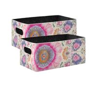 WDdZzyy California Condor - Cestas de almacenamiento plegables con diseño floral de flores, paquete de 2 unidades, estante organizador para despensa, estantes, cajones, escritorio, aula, oficina