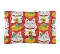 WDdZzyy Cama lavable para mascotas japonesa Lucky Cat roja, suave, cómoda, antideslizante, para perros grandes, grandes, medianos, pequeños, 36 x 24 pulgadas