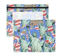 WDdZzyy Caricatura azul de moda Estatua de la Libertad bolsas multiusos con 3 agujeros para carpeta de 3 anillas, paquete de 2 estudiantes clase