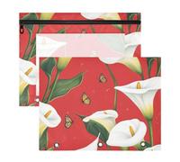 WDdZzyy - Carpeta de dibujos animados con diseño de lirio de cala, flores rojas, bolsa de almacenamiento con cremalleras suaves, para cartas de papel A4, paquete de 2 suministros de arte para