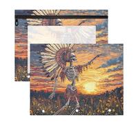 WDdZzyy Carpeta de pintura al óleo de esqueleto humano con ventana transparente con 3 agujeros para papel A4, carta, paquete de 2 suministros escolares para estudiantes