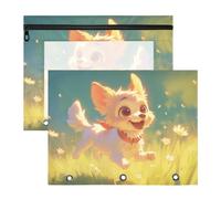 WDdZzyy Chibi-Style - Carpeta portátil con 3 agujeros para 3 anillos, diseño de dibujos animados, color blanco, paquete de 2 unidades para oficina de profesores