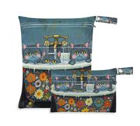WDdZzyy Chic Russian Blue Cats Retro - Bolsa seca con cremallera para bañera, paquete de 2 artículos esenciales de viaje para bebés con asas para piscina