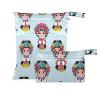 WDdZzyy Chinese Cultural Roles - Bolsa seca impermeable con cremallera azul de ópera de Pekín, paquete de 2 artículos esenciales de viaje para volar con asas para viajes
