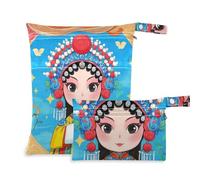 WDdZzyy Chinese Culture Pekín Opera Woman Bolsa impermeable para pañales, paquete de 2 artículos esenciales de viaje para bebés con asas para la playa
