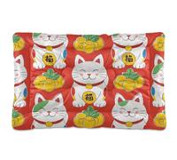 WDdZzyy Colchón lavable para mascotas japonés Lucky Cat rojo, antideslizante, suave, cómodo para perros grandes, grandes, medianos, pequeños, 36 x 24 pulgadas