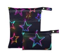 WDdZzyy Color Fluorescent Star - Bolsa impermeable para guardería, paquete de 2 artículos esenciales de viaje para bebé con asas para la playa