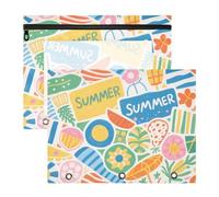 WDdZzyy Colorido cuaderno de verano de dibujos animados para lápices, bolsa de almacenamiento transparente con ventana para papel A4, cartas, paquete de 2 unidades para profesores de vuelta a la
