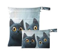 WDdZzyy Cute Chartreux Cats Inquisitive - Bolsas secas impermeables, paquete de 2 artículos esenciales de viaje para bebés con asas para escenarios