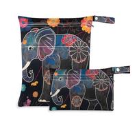 WDdZzyy Cute Elephant Black prop1 - Bolsa húmeda para pañales (2 unidades), con asas para gimnasio