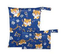 WDdZzyy Cute Little Blue Tigers - Bolsa de lavandería lavable, paquete de 2 artículos esenciales de viaje para volar con asas para bañarse
