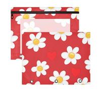 WDdZzyy Daisy Crimson Valentine - Estuche multiusos para lápices de dibujos animados de San Valentín para carpetas de 3 anillos, paquete de 2 unidades para clases de profesores